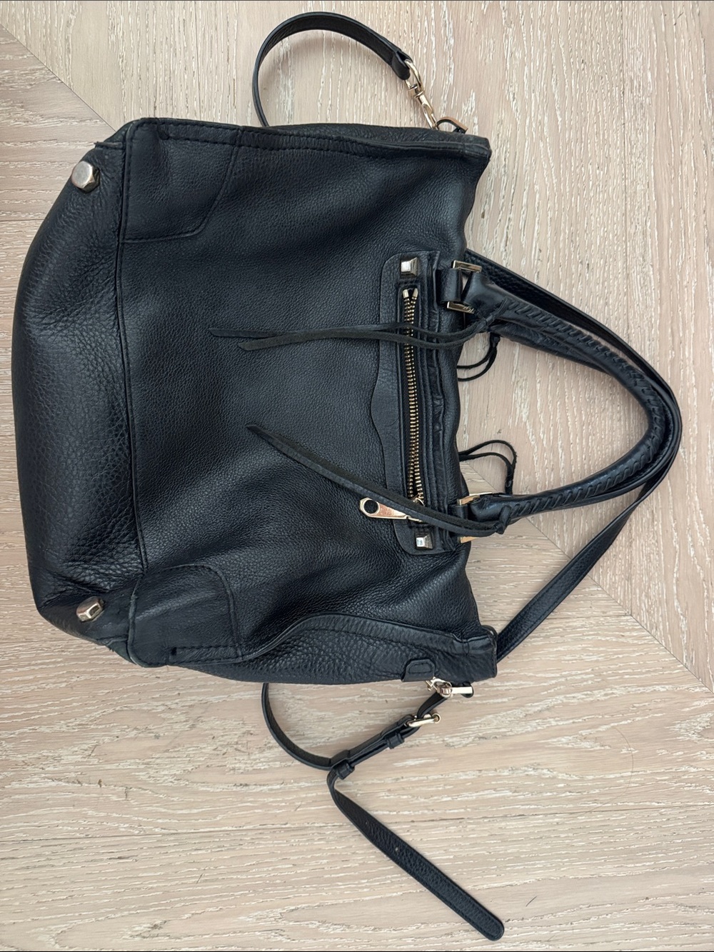 Rebecca Minkoff Regan Black Leather Satchel Bag